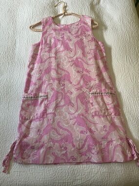 Lilly Pulitzer Minnie Shift Dress in Pink Kangaroo Easter Bunny print, Size 12